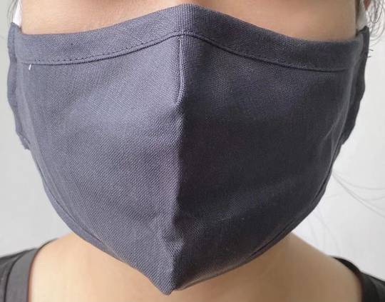 Face Mask charcoal grey - linen & cotton fabric. Code: HS/MASK/GRY